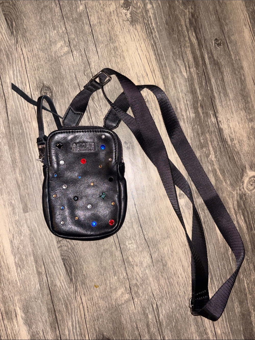 Aimee Kestenberg Black Mini Crossbody with Multicolor Studs